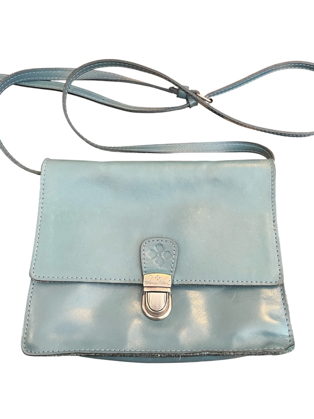 Patricia Nash Lanza Leather Crossbody in Safflower Blue
